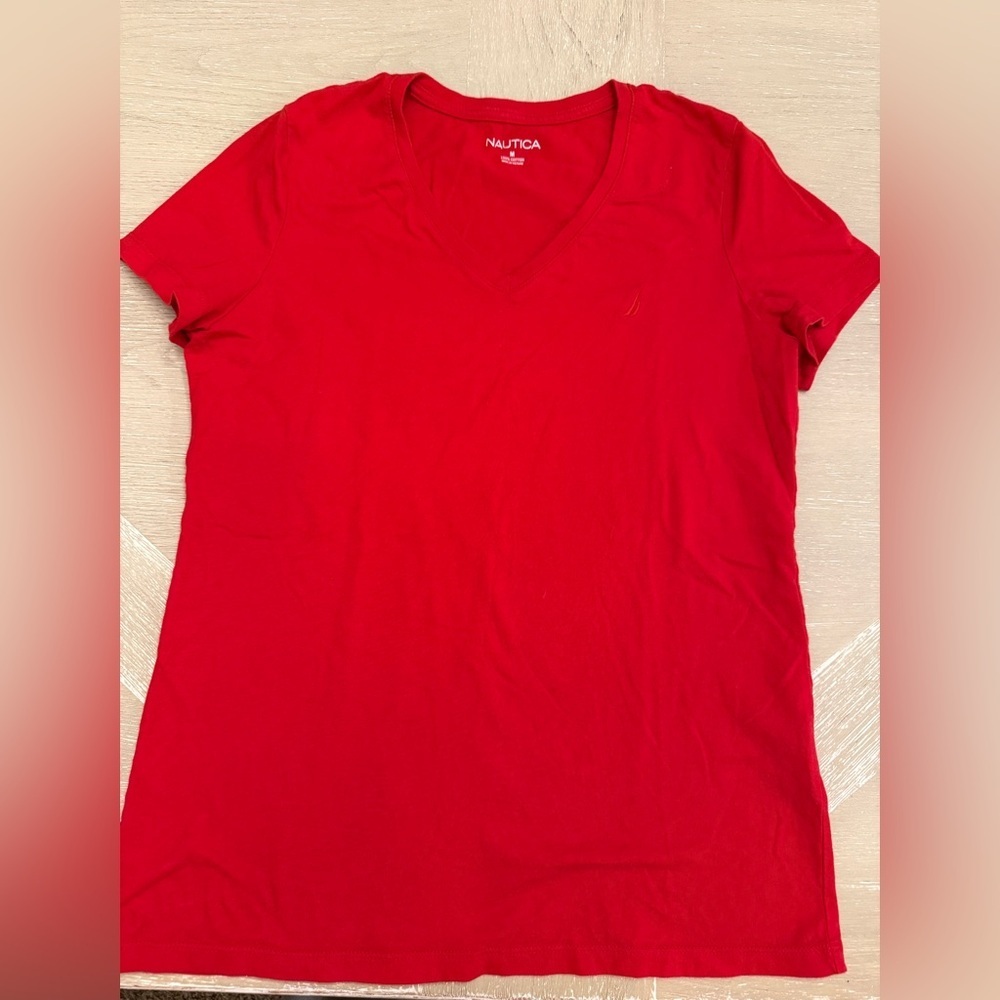 Nautica Women's Bright Red Short Sleeve Tee